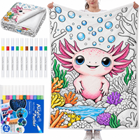 Couverture à colorier en gros pour filles, motif princesse mignonne, à faire soi-même, avec marqueurs, douce et chaude, pour lit, canapé, décoration intérieure, cadeau pour enfants et filles