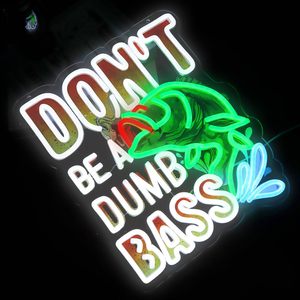 Letreros de Neón con Diseño de Pescado, Letreros de Neón 'Don't Be a Dumb Bass' para Decoración de Paredes de Dormitorios y Salas de Juego - Product Image 1