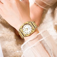 Montre de luxe pour femme Poedagar 788, étanche, lumineuse, bracelet en acier inoxydable doré, montre à quartz pour femme