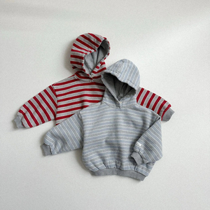 <span class=keywords><strong>Pull</strong></span> à <span class=keywords><strong>capuche</strong></span> en coton biologique pour garçons, avec logo personnalisé, vêtements à manches longues pour tout-petits, sweat à <span class=keywords><strong>capuche</strong></span> rayé pour enfants, vente en gros - Product Image 5