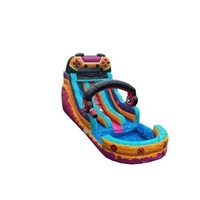 Toboggan aquatique gonflable double piste de 15 pieds pour fêtes au bord de la piscine et divertissements aquatiques en plein air