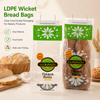 Sacs à pain en LDPE de qualité alimentaire avec fond transparent, soufflet et fermeture thermoscellée, personnalisables avec logo