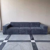 VONLIVA Promotion US Canapé sectionnel en velours côtelé noir sans structure, compressé sous vide, sans assemblage, assise profonde, surdimensionné