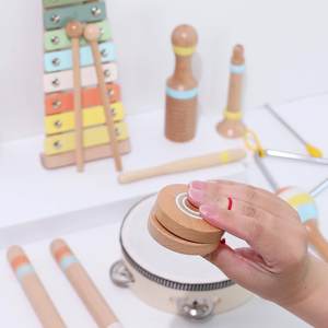Juego de Juguetes Musicales Educativos de Tambor de Madera al por Mayor para el Desarrollo Auditivo de los Niños, Iluminación Vocal, 8 Piezas, Ecológico - Product Image 4