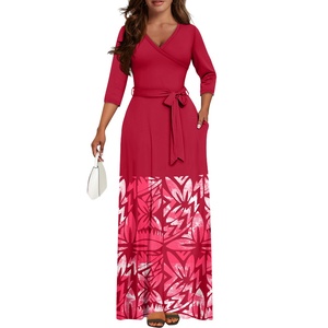 Fashion Trendy Casual natale <span class=keywords><strong>rosso</strong></span> polinesiano samoano tribale affascinante abito lungo a <span class=keywords><strong>maniche</strong></span> <span class=keywords><strong>lunghe</strong></span> elegante e sottile Maxi abito - Product Image 1