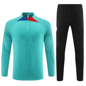 Conjunto de 2 Piezas de Abrigo de Club de Fútbol Chaqueta Sudadera con Capucha de Poliéster Ropa Deportiva de Manga Larga Chándal de Fútbol del Barça - Product Image 1