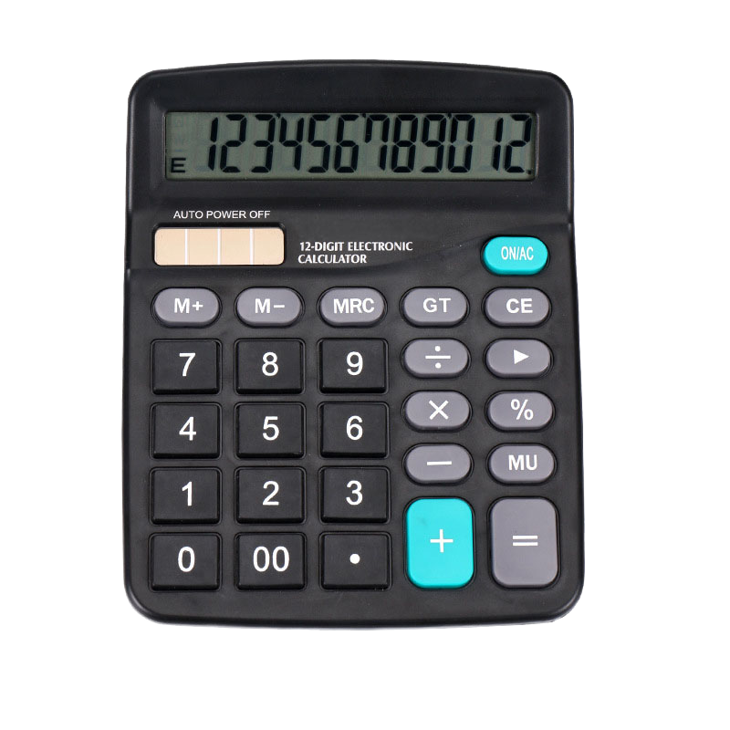 12 Digits Solar And Electric Black Style Multiple Functions Scientific Calculator