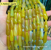 Perles en vrac en forme de goutte d'eau 10*30mm, modèle FDZ, en pierre naturelle, cristal d'agate, vente chaude Guangzhou Jingyao Foreign Trade