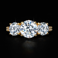 Bague de luxe en argent sterling S925 plaqué or avec trois diamants en moissanite pour femme, bagues de fiançailles et de mariage