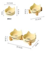 Bol en céramique pour chat avec support en bambou, bol surélevé pour nourriture et eau pour animaux de compagnie, bol anti-vomissement pour chats et petits chiens
