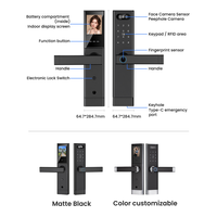 Serrure de porte vidéo intelligente avec grand écran HD, surveillance en temps réel, contrôle par application WiFi, serrure biométrique à empreintes digitales pour appartement et maison