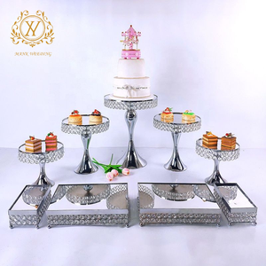 Juego de Soportes Altos para Tartas de Metal Galvanizado Serie Plateada Bandeja de Boda Mesa de Exhibición para Postres y Aperitivos Estilo Espejo de 3 a 16 Piezas - Product Image 2