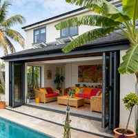 Portes pliantes en verre pour balcon, style moderne, imperméables, isolées thermiquement, en aluminium, pour une utilisation extérieure dans la chambre