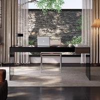 Bureau de direction moderne de luxe minimaliste en verre trempé de qualité hospitalière avec tiroir de rangement pour usage domestique ou hospitalier