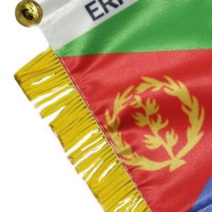Custom ERITREA Satin Pennant Flag Car Mini Flag <b>Banner</b> with Yellow Tassels - Product Image 5