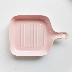 Chaoda, plato para hornear Retro <span class=keywords><strong>de</strong></span> cerámica <span class=keywords><strong>de</strong></span> 9,5 pulgadas, utensilios para hornear Rectangular <span class=keywords><strong>de</strong></span> porcelana con asa, moldes para hornear para cocinar y cenar pasteles - Product Image 2
