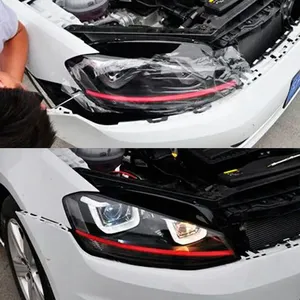 Doble U estilo raya roja LED faro DRL Luz de circolazione cion diurna lente bi xenon senal HID para Volk swagen Golf 7 MK7 - Product Image 6