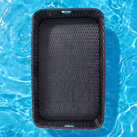 Plateau flottant pour piscine en rotin avec cadre en aluminium, étanche, pour servir des boissons, avec porte-gobelets, pour fête au bord de la piscine, resort, vente en gros