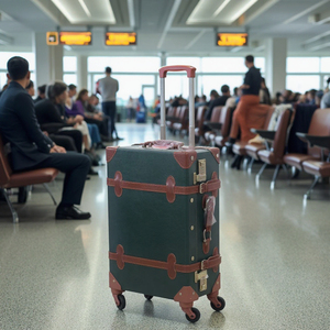 Da Vintage Vali túi Chất lượng cao 14 "20''25'" cán xe đẩy hành lý bền Spinner Bánh Xe nhôm vỏ cứng - Product Image 6