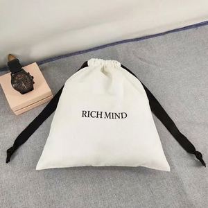 Custom Color Reusable Custom Logo Printed White Cotton Drawstring Cover Bag Gift <b>Pillow</b> Dust Pouch Organic Dust Bag - Product Image 2