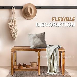 มู่ ชุงเก้เก้าอี้ไม้สำหรับห้องน้ำ 31x43x18 ซม. พร้อมชั้นวางของสำหรับห้องอาบน้ำ - Product Image 1