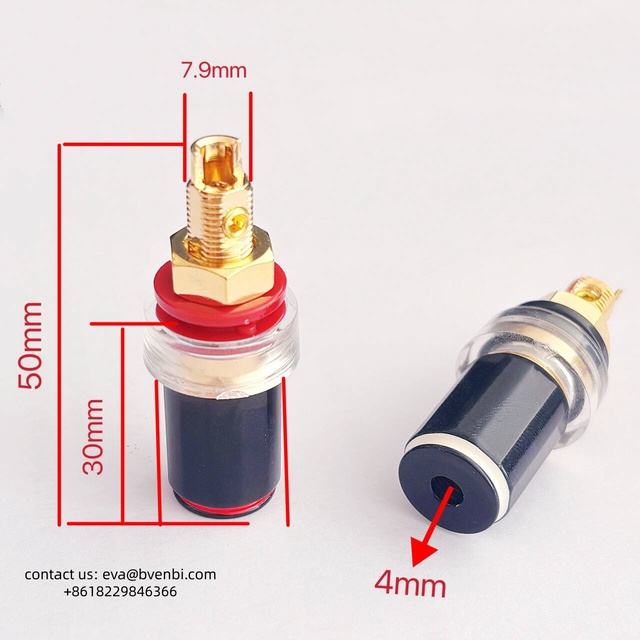 Bevenbi Pure Copper Gold Plated Speaker Terminal HIFI Audio Speaker Power Amplifier Banana Plug Socket Welding Free Binding Post