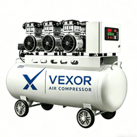 Compresseur d'air silencieux Vexor 6HP 150L/200L sans huile, portable, refroidi par air, industriel, avec moteur de pompe, 220V 1500W*3