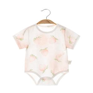 Vente en gros de barboteuses personnalisées pour bébés, vêtements d'été à manches courtes pour bébés, vêtements en coton imprimé naturel pour garçons et filles, vêtements pour bébés - Product Image 6