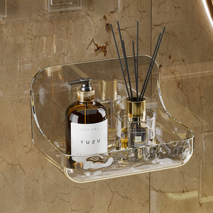Acrylic Bathroom Shelf Wall Mounted Cosmetic Storage Rack Rectangular Durable Corner Mount 8-11.9in Depth - Product Image 2