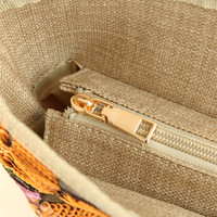 Sac fourre-tout double portable pour femme, en lin, coloré, brodé de fleurs et de sequins, écologique, durable, léger et grande capacité