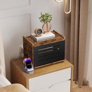 Étagère pour routeur, cache-boîtier Wi-Fi en bois, support d'étagère pour projecteur, boîte de rangement pour routeur et modem, gestion des câbles et cache-raccords pour multiprise - Product Image 6
