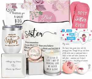 Ideas de Set de Regalo de Cumpleaños para Hermanas y Amigas con Vela Aromática, Plato para Joyas, Bolsa de Maquillaje, Canasta de Regalo de Navidad Única para Hermanas - Product Image 1