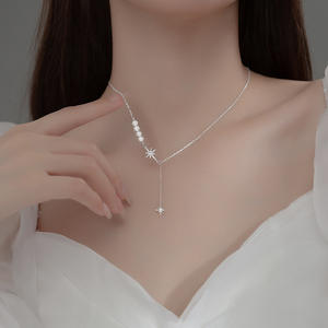 Collier en argent S925 avec pendentif cerise fruitée orné de diamants et chaîne de clavicule en perles, version coréenne tendance pour femme, idéal pour les fiançailles - Product Image 2