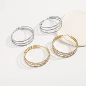 Boucles d'oreilles rétro sexy européennes et américaines, uniques, en alliage plaqué or, multi-couches, entièrement serties de diamants, pour un style de boîte de nuit - Product Image 4