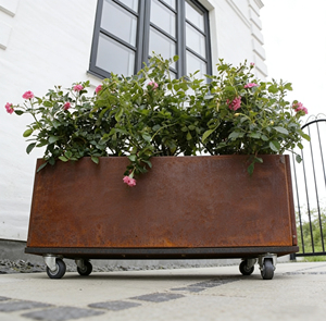 Jardinière extérieure en acier Corten résistante aux intempéries, pot de fleurs en métal finition rouille, jardinière paysagère pour jardin et patio - Product Image 5