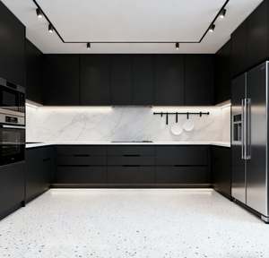 Juego de Muebles de Cocina Modernos con Iluminación LED, Diseño Personalizado con Puerta de Vidrio y Almacenamiento para Sala de Estar y Cocina - Product Image 5