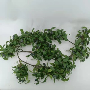 Décoration de Noël Feuille d'<span class=keywords><strong>olivier</strong></span> Fruit Berry Guirlande de bleuets Plante artificielle - Product Image 6