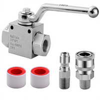 1pc Robinet à bille haute pression pour nettoyeur haute pression, vanne d'arrêt de tuyau 3/8'' 1/4'' NPT avec raccords à déconnexion rapide pour pompes de pulvérisation