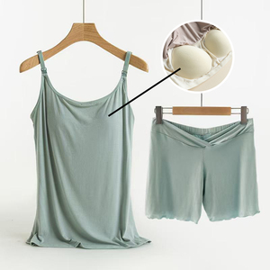 Soutien-gorge fixe ouvert sur le devant, ensemble de deux pièces pour femmes enceintes, <span class=keywords><strong>d</strong></span>ébardeur et short <span class=keywords><strong>d</strong></span>'<span class=keywords><strong>allaitement</strong></span> - Product Image 1