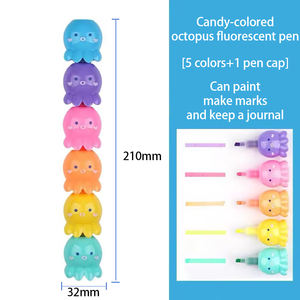 미술 마커 도매: 창의적인 만화 귀여운 문어 형광펜 문구 세트 – 색상 표시 및 회계 필기용 - Product Image 4