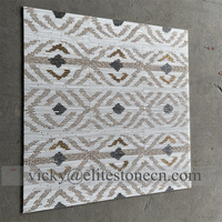 Carrelage mosaïque en marbre à motif losanges blanc et gris, effet 3D style moderne, incrusté de bande de laiton, pour sols de maison et d'hôtel
