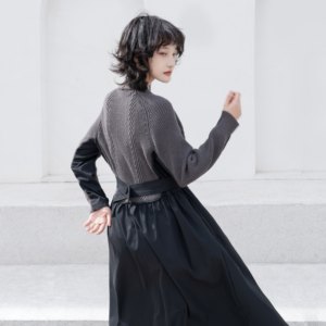 Vestido de Diseñador de Lujo con Estilo Occidental Personalizado, Vestido de Suéter Elegante con Capas de Patchwork para <span class=keywords><strong>Mujer</strong></span> - Product Image 6