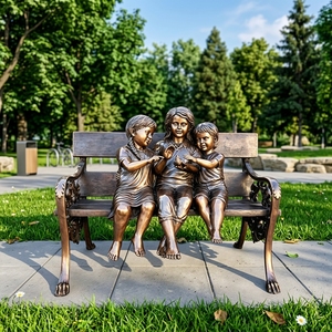 Estatua <span class=keywords><strong>de</strong></span> Bronce <span class=keywords><strong>de</strong></span> Niños en un Banco a Tamaño Real - 'Amigos <span class=keywords><strong>de</strong></span> la <span class=keywords><strong>Infancia</strong></span>' Escultura Grande <span class=keywords><strong>de</strong></span> Bronce para Jardín - Product Image 6