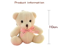 Vente en gros de mini-ours en peluche rose de 10 cm, jouet mignon, porte-clés, pendentif, rembourrage en coton PP, animaux en peluche pour cadeau promotionnel