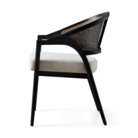 Chaise de salle à manger rembourrée légère et moderne Aimee French Design, écologique, avec dossier en rotin et structure en chêne, pour la maison, le bureau, l'appartement, la villa