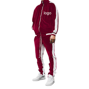 Stampa personalizzata tuta da uomo di qualità invernale bicolore <span class=keywords><strong>nera</strong></span> tuta da ginnastica in velluto bianco per uomo - Product Image 2