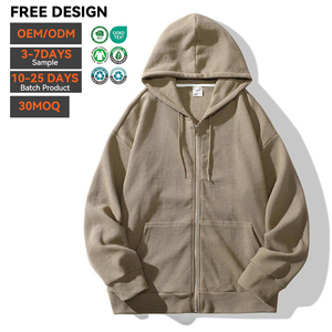 OEM 100% Cotton Full Zip Hoodie Solid Color French Terry Regular Fit Custom Logo High Quality Zipper Men Hoodie Manufacturer - Product Image 1