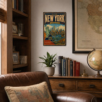 Letrero Metálico Retro de Viaje por Estados Unidos, Estilo Vintage, Mapa de Estados Antiguos, Decoración para el Hogar, Cafetería, Póster de Pared