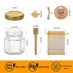 Pot en verre hexagonal de luxe transparent personnalisé avec couvercle pour miel et confiture – Prix usine - Product Image 5