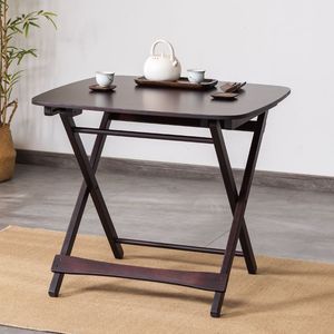 Mesa Plegable de Bambú 80x80x71 cm, Mesa Plegable para Exterior, Diseño Minimalista, Mesa Cuadrada Portátil y Sencilla para Uso Doméstico - Product Image 1